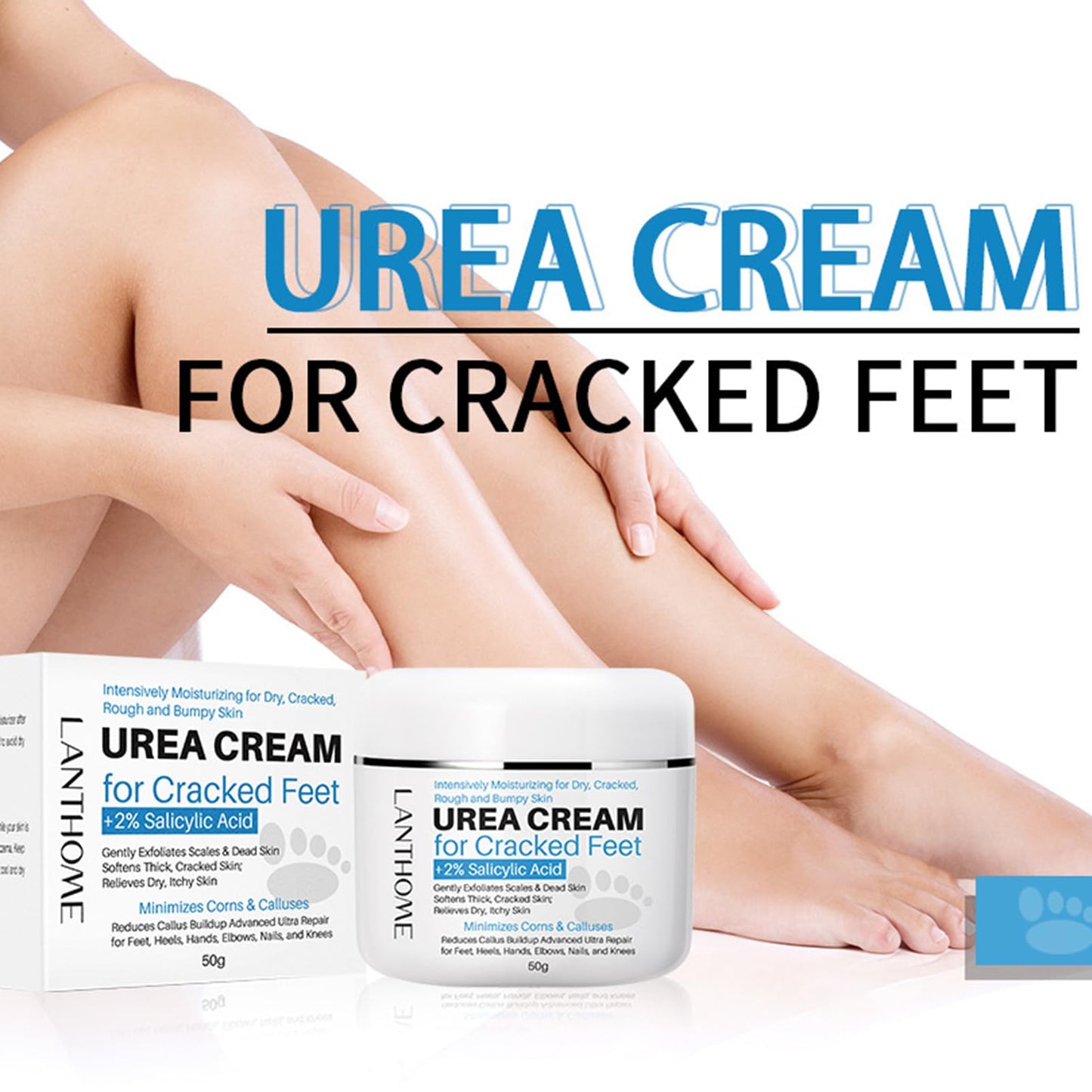 Urea 40% Foot Cream, Cracked Heel Repair Cream, 50g Callus Remover For Dry And Hard Skin Feet and Hand, Maximum Strength With 2% for Hand, Foot and Body Care