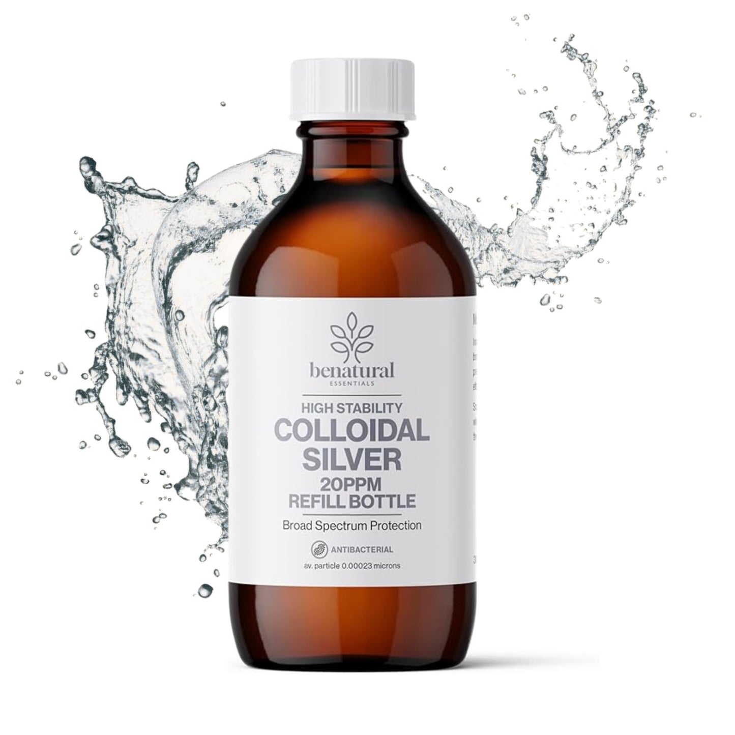 Benatural Essentials Colloidal Silver 300ml Bottle | Premium Quality 20PPM Silver | High PH | Manufactured in The UK | New Packaging