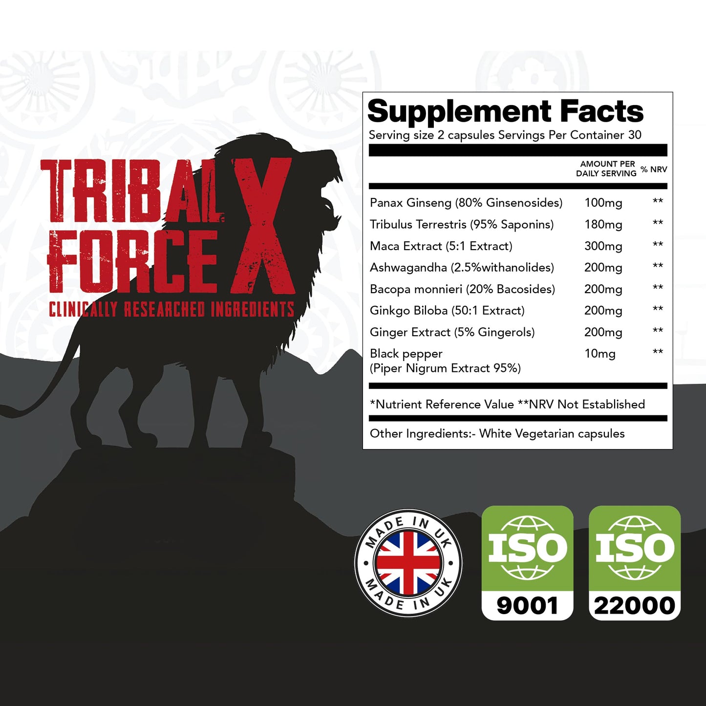 Supplements Sanctuary Tribal Force X Performance Booster, 60 Capsules, 60 Servings, Food Supplement
