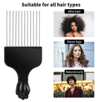 DIVINA VITAE 2 Pack Black Metal Hair Pick Afro Pick for Curly Hair Smooth Hair Pick Comb Wide Tooth Comb Professional Afro Comb for Women/Men Hair Styling Hairdressing Tool Teasing Pick Combs(Black)