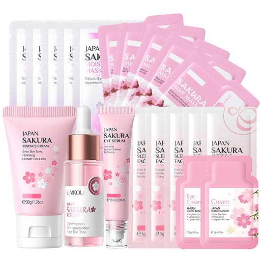 Asheyya Sakura Skincare Set & Kits, Skin Care for Teenage Girls, Skincare for Kids with Face Cream, Face Serum, Lip Mask, Sleep Mask, Eye Mask, Mud Mask(20 Pcs)