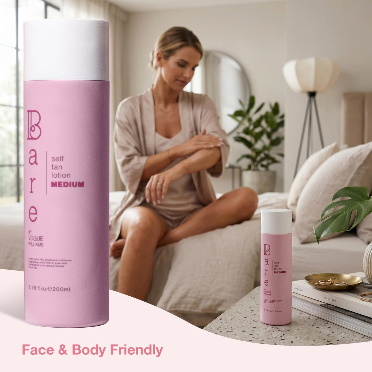 Bare by Vogue - Medium Tan Self-Tanning Lotion - Suitable for All Skin Types - Self Tanner for Face & Body - Long-Lasting Fake Tan - 200ML