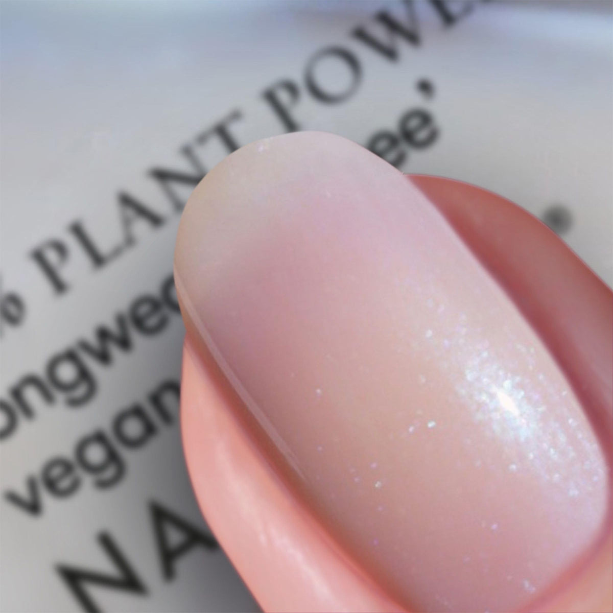 Nails Inc Plant Power Nail Polish, Glowing Somewhere, White Shimmer, 73% Plant-Based, Long Wearing, Quick Dry, High Shine Gel Like Finish, 21-Free, Vegan & Cruelty Free Nail Polish, 14 ML