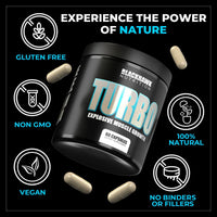 Blackhawk Nutrition Turbo Muscle Support Formula with Turkesterone & Beta Ecdysterone - Ideal Muscle Mass Synthesis to Improve Strength & Muscle Development – 60 Capsules Pack