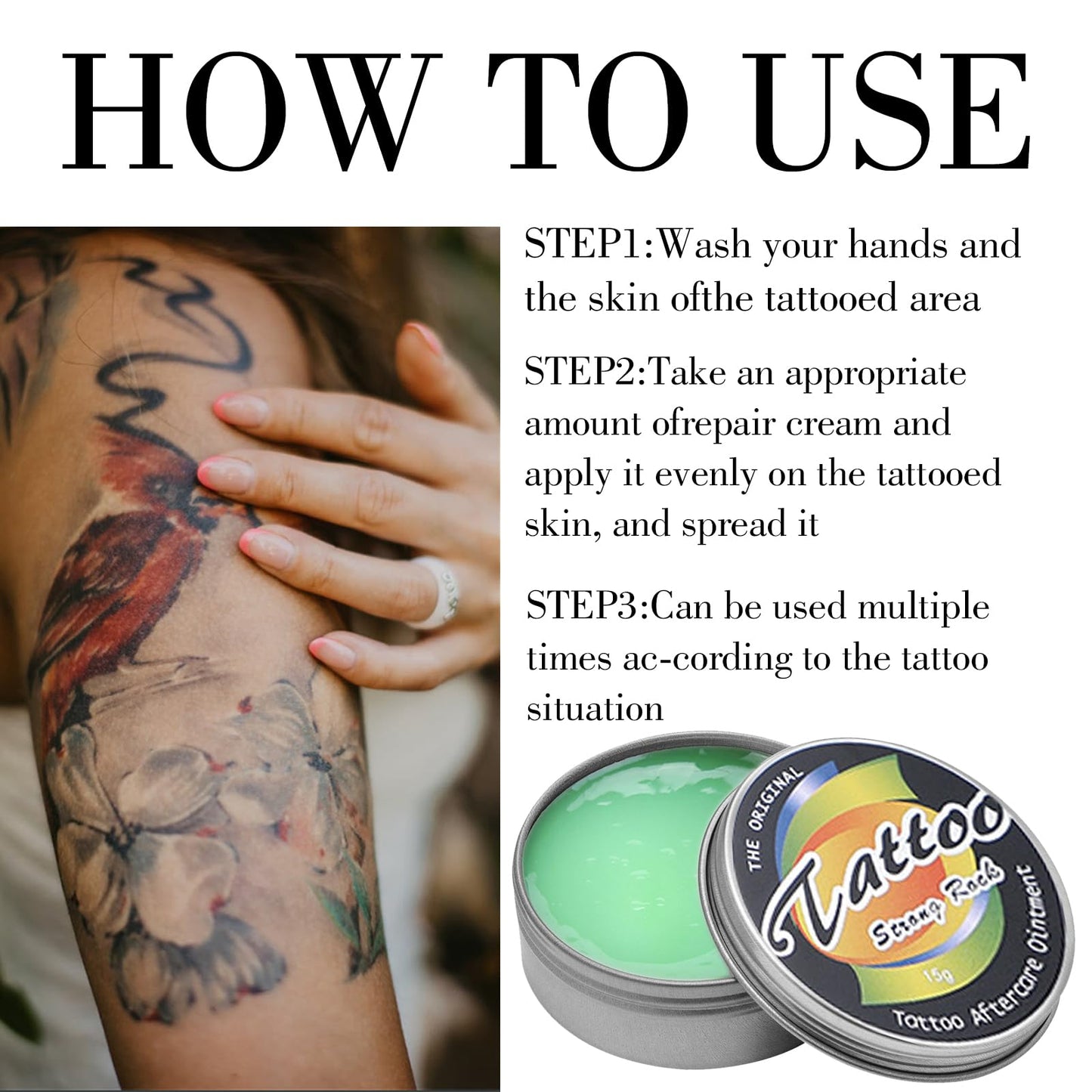 2PCS Tattoo body moisturizer Tattoo Care Cream Moisturizes, brightens and enhances tattoo color daily after tattooing