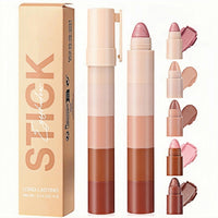 SEMECOMER Eye Shadow Stick - 5-in-1 Velvet & Matte Makeup Eyeshadow Stick, Long-Lasting Creamy Formula, Eyeshadow Pencil Includes Shimmer & Matte Finishes for Effortless Glam, Easy to Carry Combination Design