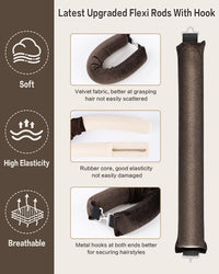 Seritant Heatless Hair Curler to Sleep in – No Heat Satin Heatless Curls Overnight Rods, Jumbo Large Foam Sponge Hair Rollers Curlers for Long Short Hair Volume Women Styling Tools (Brown)