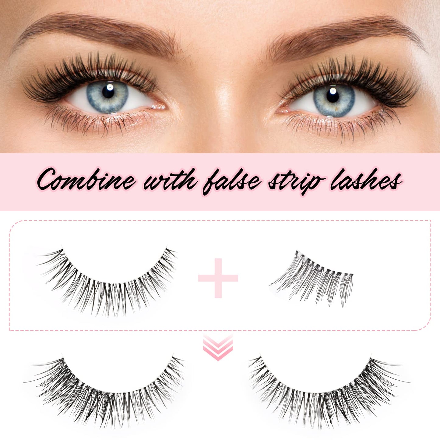 EMEDA 10 pairs Transparent Strip Half Lashes Accent False Eyelashes Natural Look Wispy Fake Corner Lashes Natural Half Eyelashes Cat Eye Lashes Short And Soft Faux Lashes (Accent Lashes)