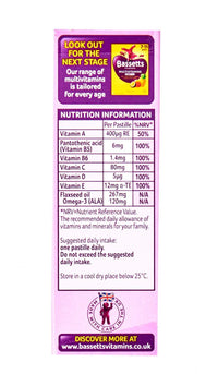 Bassett's 2 X Bassetts 3-6 Years Old Kids Blackcurrant and Apple Flavour Multivitamins Chewies - Pack of 30