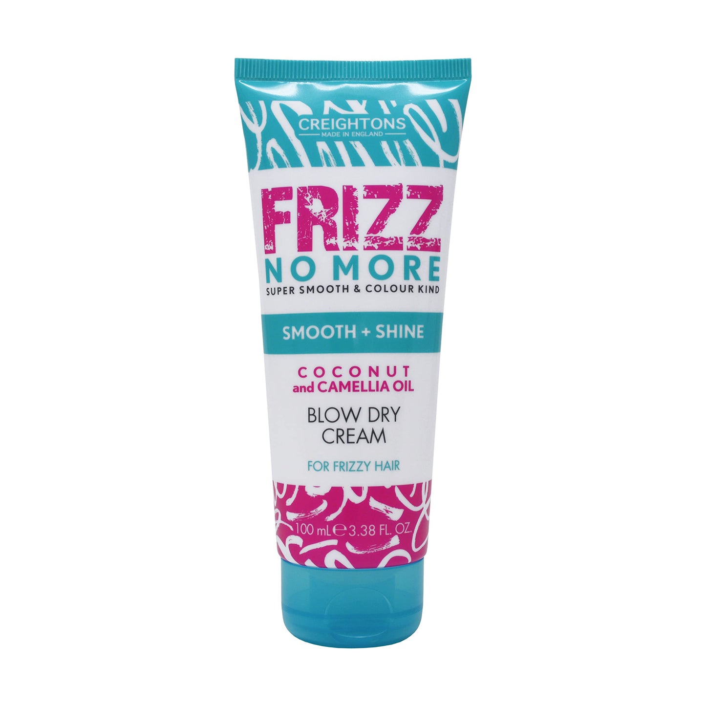 Creightons Frizz No More Smooth & Shine Blow Dry Cream (100ml) - Conditioning Formula which Reduces Frizz Leaving Hair Silky Soft & Smooth & Adds Glossy Shine. Colour Kind Formula, Clear White