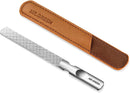 MR.GREEN Men's Professional Metal Nail File with Real Leather Case, Double-Sided Buffing Nail File with Non-Slip Handle for Women, Children, Nails, Foot and Hand