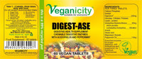 Veganicity Digest-Ase : Digestive Health Supplement : 60 Tablets, in a Planet-Friendly 99% Recycled Pot