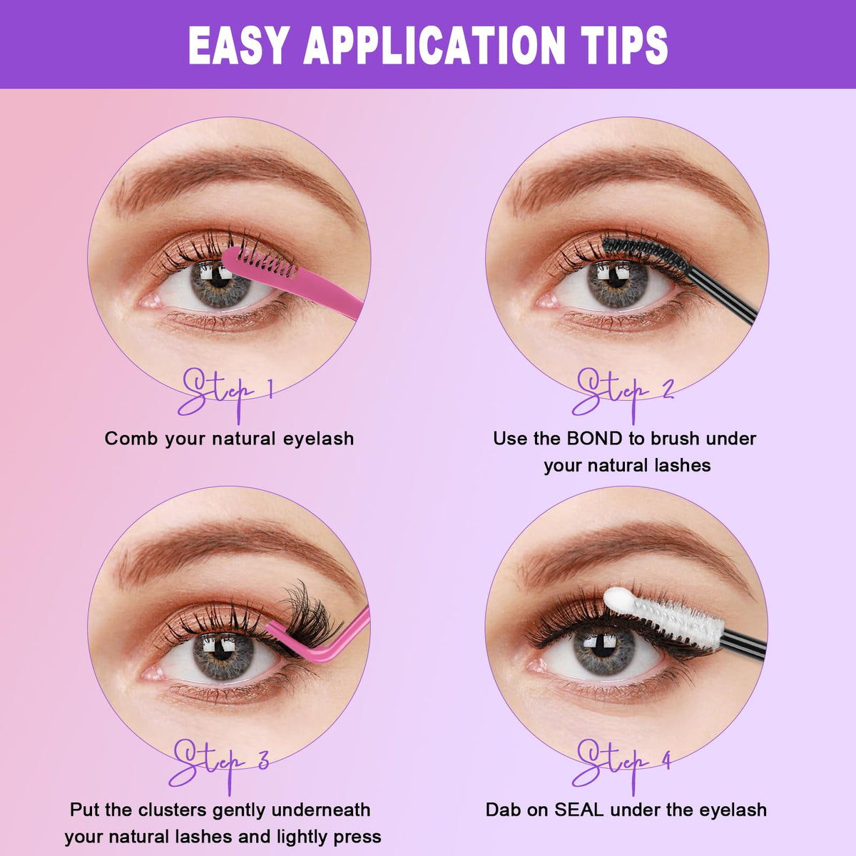 LYMYBETY Fluffy Individual Eyelashes Kit 270Pcs D Curl Cluster Lashes 10-18mm DIY Lash Extension kit Russian Individual Eyelashes with Lash Bond and Seal,Tweezers for Beginners(60+80+100 KIT, 10-18mm)
