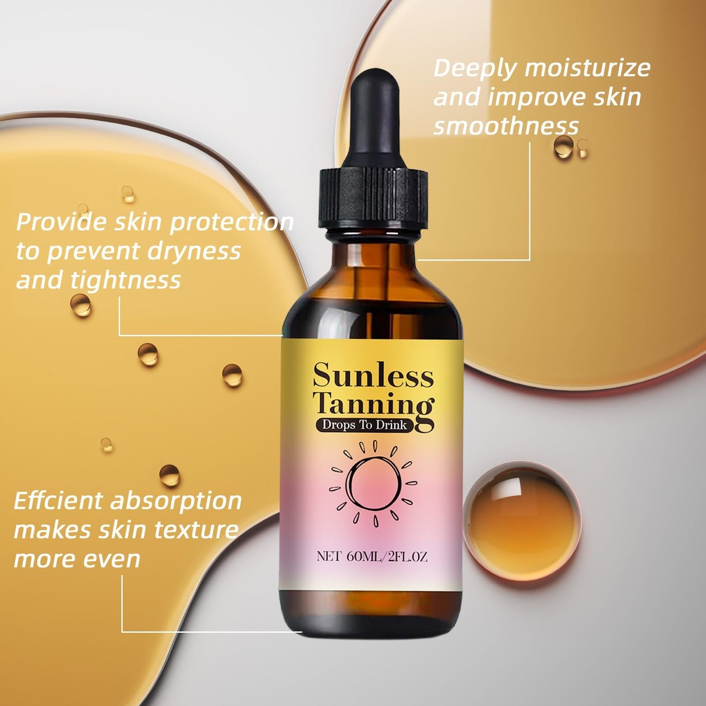 Siyinzu Sunless Tanning Drops,Tanning Drops Drink,Tanning Dro-ps,Gradual Nourishing Face Tan Drop,Shine Brown Tan-ning Accelerator,Enhancing Natural Skin Tone without the Sun Damage,Oral Tann-ing D-rops