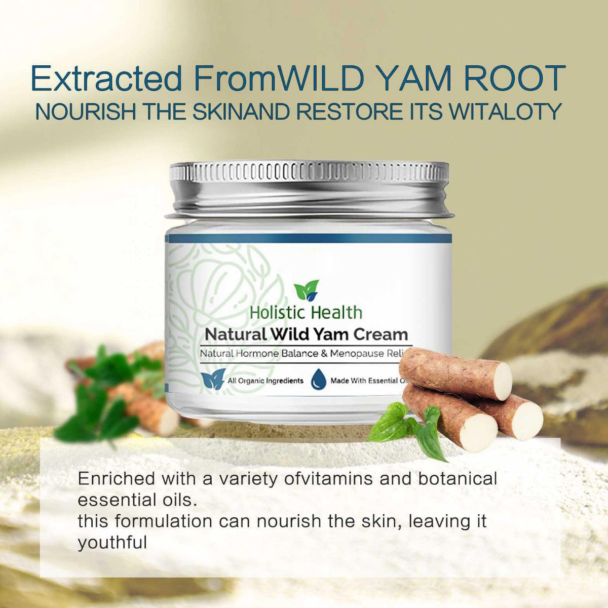 Ingzy Wild Yam Cream, Wild Yam Cream for Hormone Balance, Organic Wild Yam Cream for Menopause, Support Hormone Harmony, Women Wild Yam Root Cream Skin Moisturizer, 50g