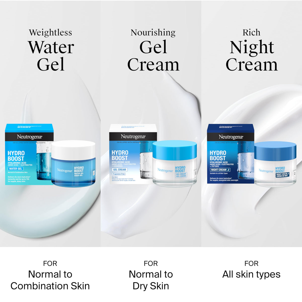Neutrogena Hydro Boost Night Face Cream (1x 50ml), Night Cream with Hyaluronic Acid, Advanced Hydration for 72 Hours, Suitable for All Skin Types Including Sensitive