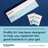 FutureYou ProBio 8+ (28 Powder Sachets) Probiotics for Gut Health, Probiotics for Women and Men, Gut Health Supplements with Lactobacillus Acidophilus W22 - Genuine FutureYou Cambridge Supplements