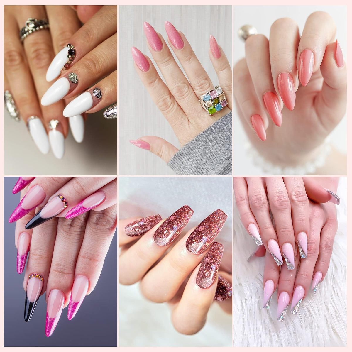 phoenixy Phoenixy Poly Nail Gel Kit, 6 Colour Poly Nail Gels Set 15ML Clear Nude Pink Builder Nails Gel Nail Extension Basic Gifts Kits for Women