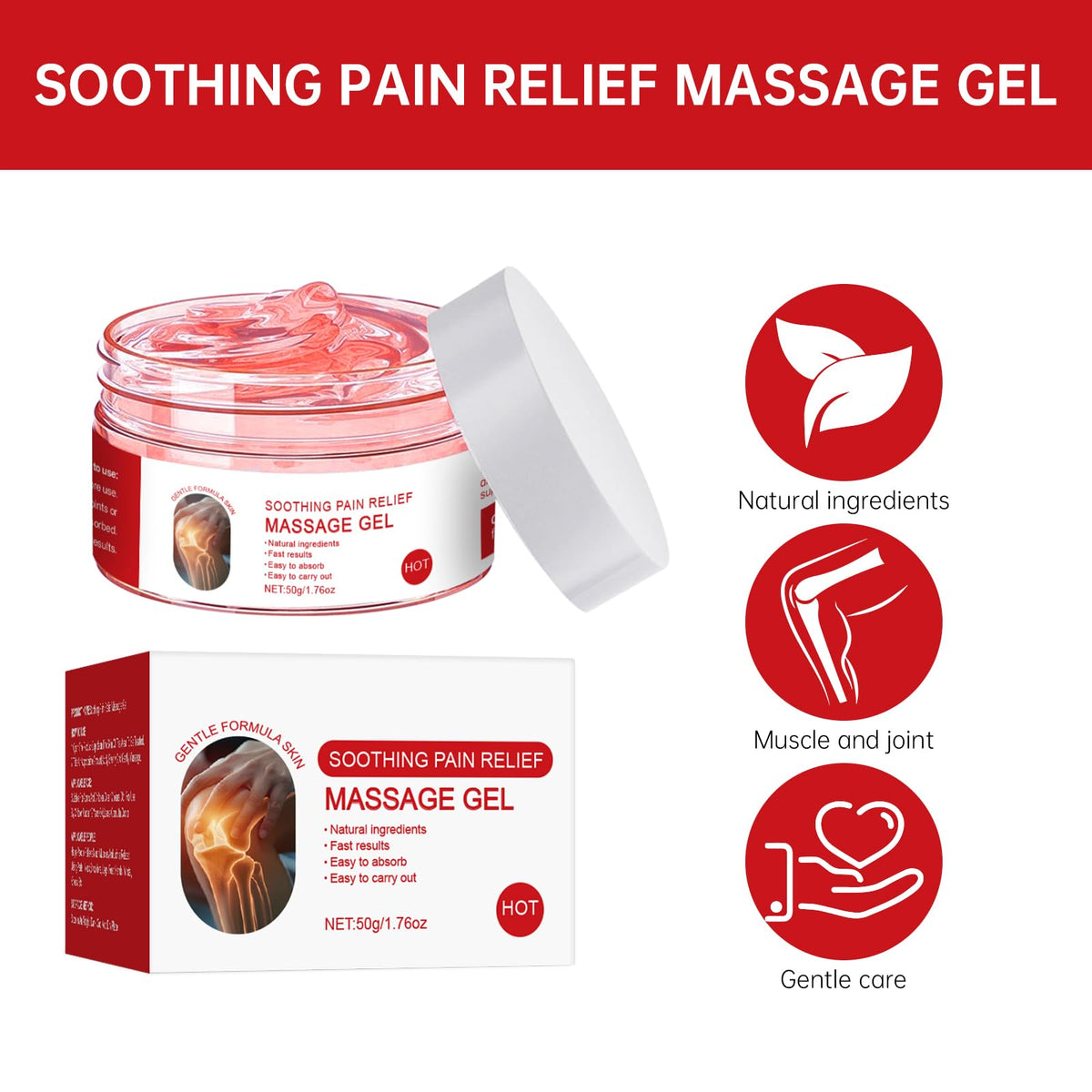 OXGPAL Joint Care Gel for Joint Activities,Soothing Pain Relief Massage Gel,Muscle Recovery Cream,with Deep Penetrating Formula,Long-Lasting Soothing Effect, for Joint Pain Throughout The Body(2PCS/HOT+Cold)