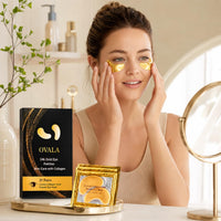 OVALA 21 Pairs Gold Eye Mask Collagen Eye Gel Pads Under Eye Mask for Puffiness and Dark Circle Under Eye Patches for Women and Men, 24k Gold (21 Pairs Boxed)