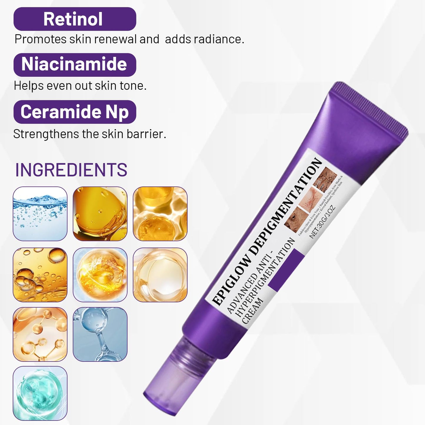 Ninnyi 30g Advanced Anti-Hyperpigmentation Cream, Dark Spots Remover Cream with Facial Massage Board