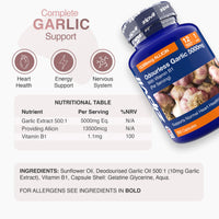 Zipvit Odourless Garlic Capsules 5000mg with Vitamin B1 – 360 Capsules (12 Month Supply) – 10mg 500:1 Garlic Extract