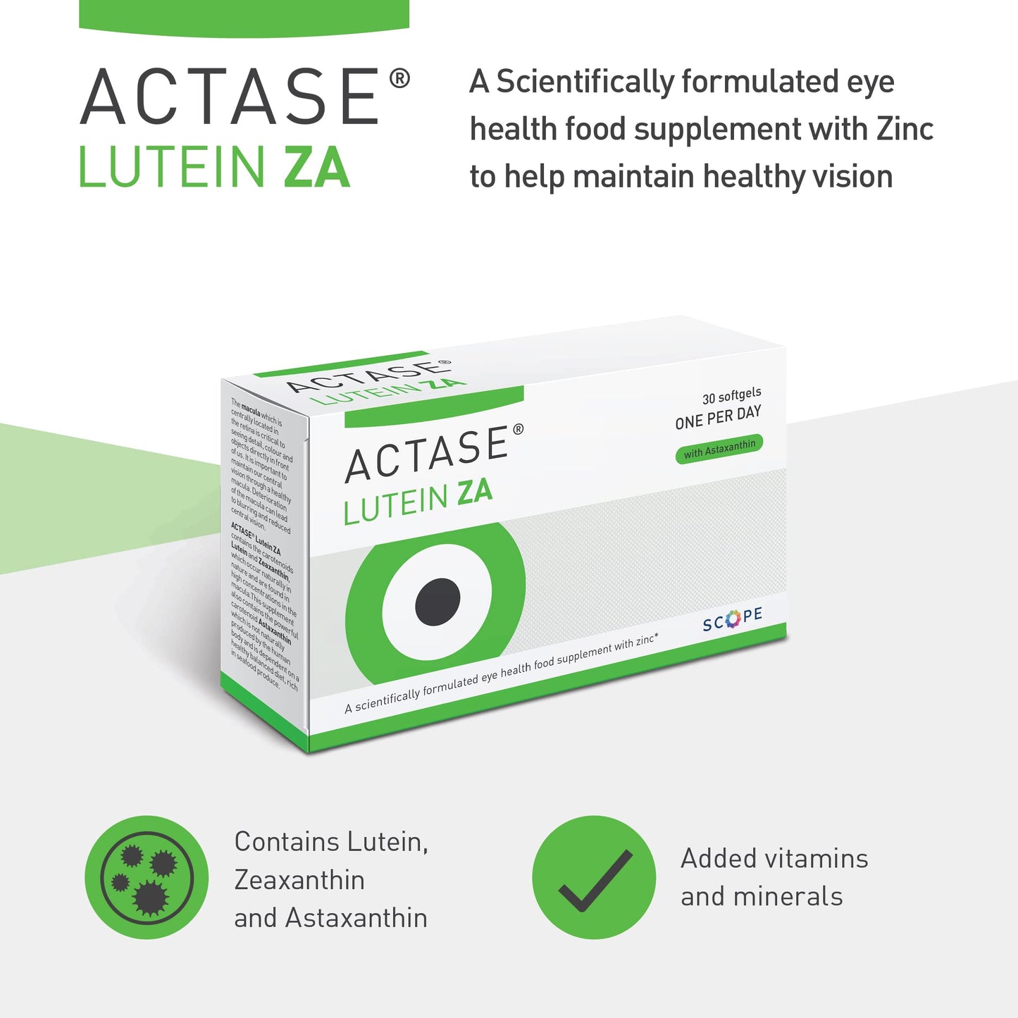 Actase Lutein ZA - Double Pack - Scientifically Formulated Lutein and Zeaxanthin Eye Care Supplement with Added Vitamins to Maintain Healthy Vision - 2x30 Softgels