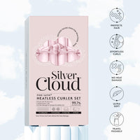 SILVER CLOUD Silver Cloud Satin Heatless Curler Set Infused with Silver Ions – Effortless Curls, No Heat Required (Pink, Medium)