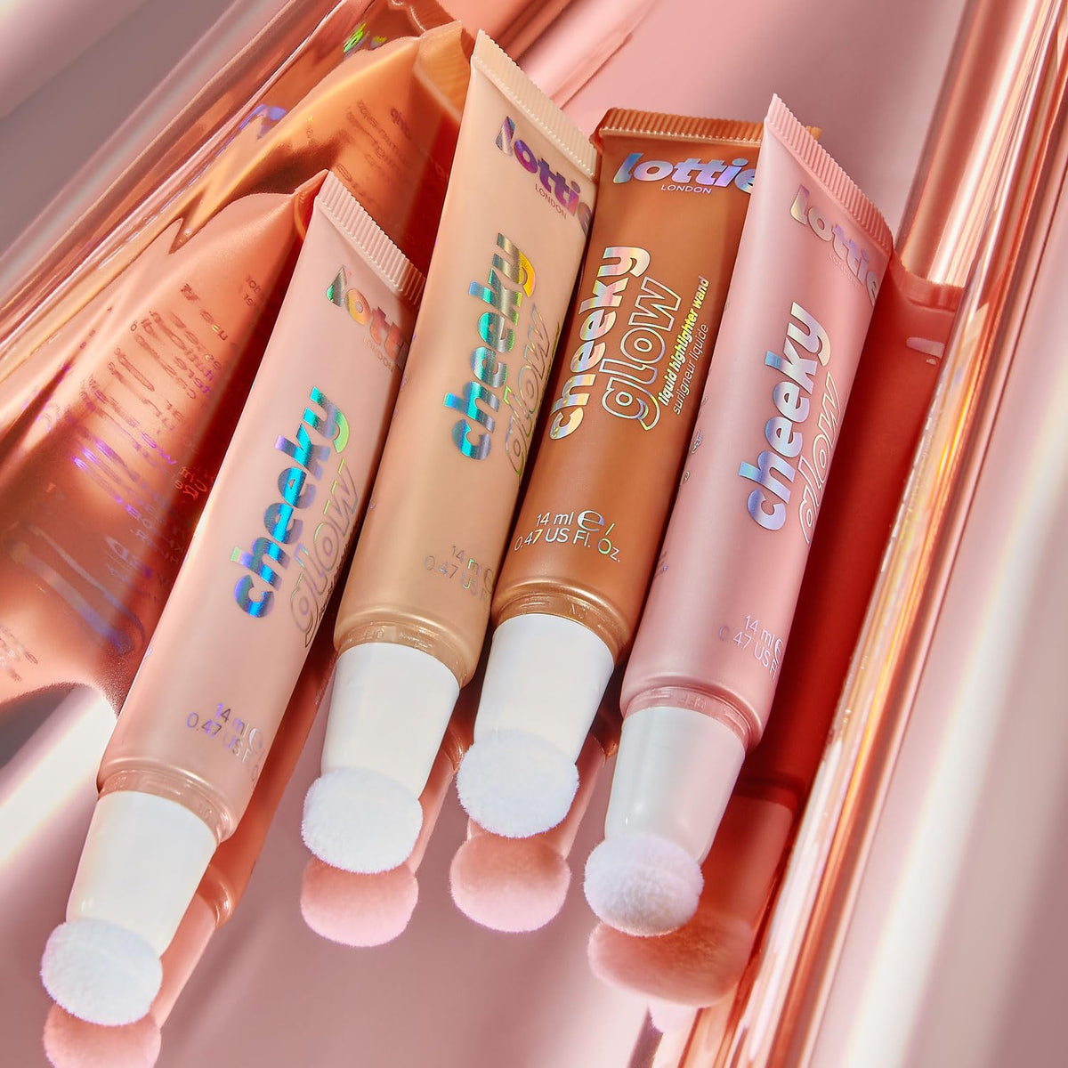 Lottie London Cheeky Glow in Peach Bellini, Liquid Blush & Sheer Highlighter, Buildable Formula Infused with Hyaluronic Acid, Vegan & Cruelty-free