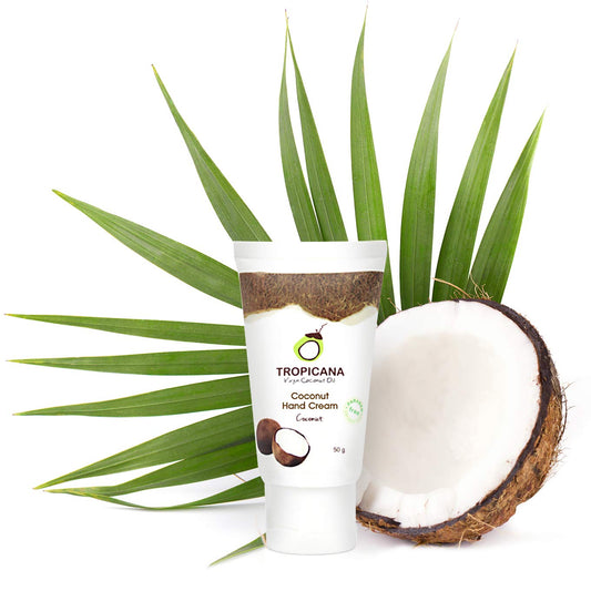 Tropicana Oil Natural Hand Cream with Coconut Oil 50g | Moisturising Care for Hands and Nails | Cold Pressed Virgin Organic Coconut Oil Hand Lotion | Shea Butter&Vitamin E | Premium Natural Cosmetics