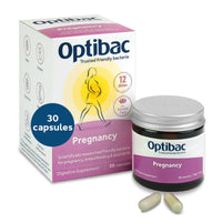 Optibac Probiotics Pregnancy - 12 Billion CFU & FOS Fibres, Vegan Probiotic Supplement for Pregnant & Breastfeeding Women, 30 Capsules