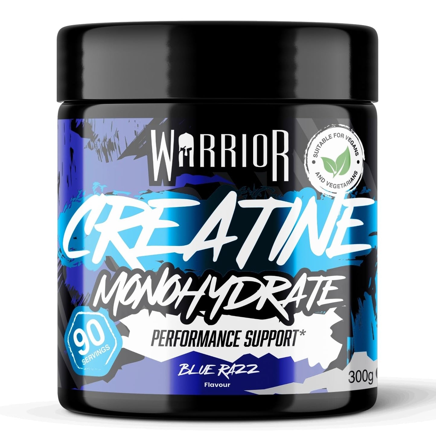Warrior Flavoured Creatine Monohydrate Powder 300g (90 Servings) – Creatine Powder Drink, Creatine for Performance, Strength & Recovery (Not Creatine Gummies or Tablets) – Blue Razz
