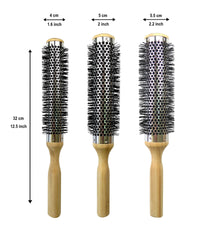 Tredoni 60mm Round Long Round Thermal Hairbrush - Blow-Dry Aluminium Barrel, Lightweight Bamboo Handle (60 mm)