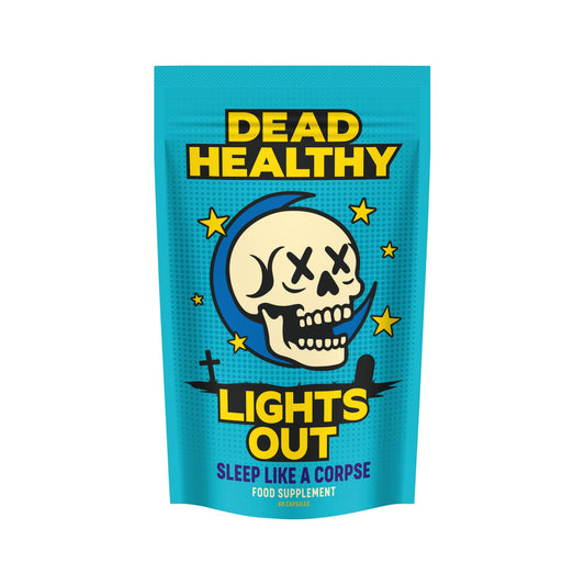 Dead Healthy Lights Out – Premium Night-Time Sleep Support with Magnesium, L-Theanine, Lemon Balm & Tart Cherry – 60 Vegan Capsules – Made in The UK