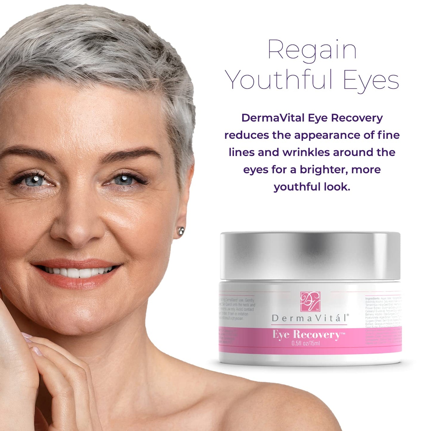DermaVitál DermaVital Eye Recovery - Eye Cream for Wrinkles - Reduces the Appearance of Dark Circles, and Bags Under Your Eyes - Regain Youthful Eyes - 0.5 Fl Oz