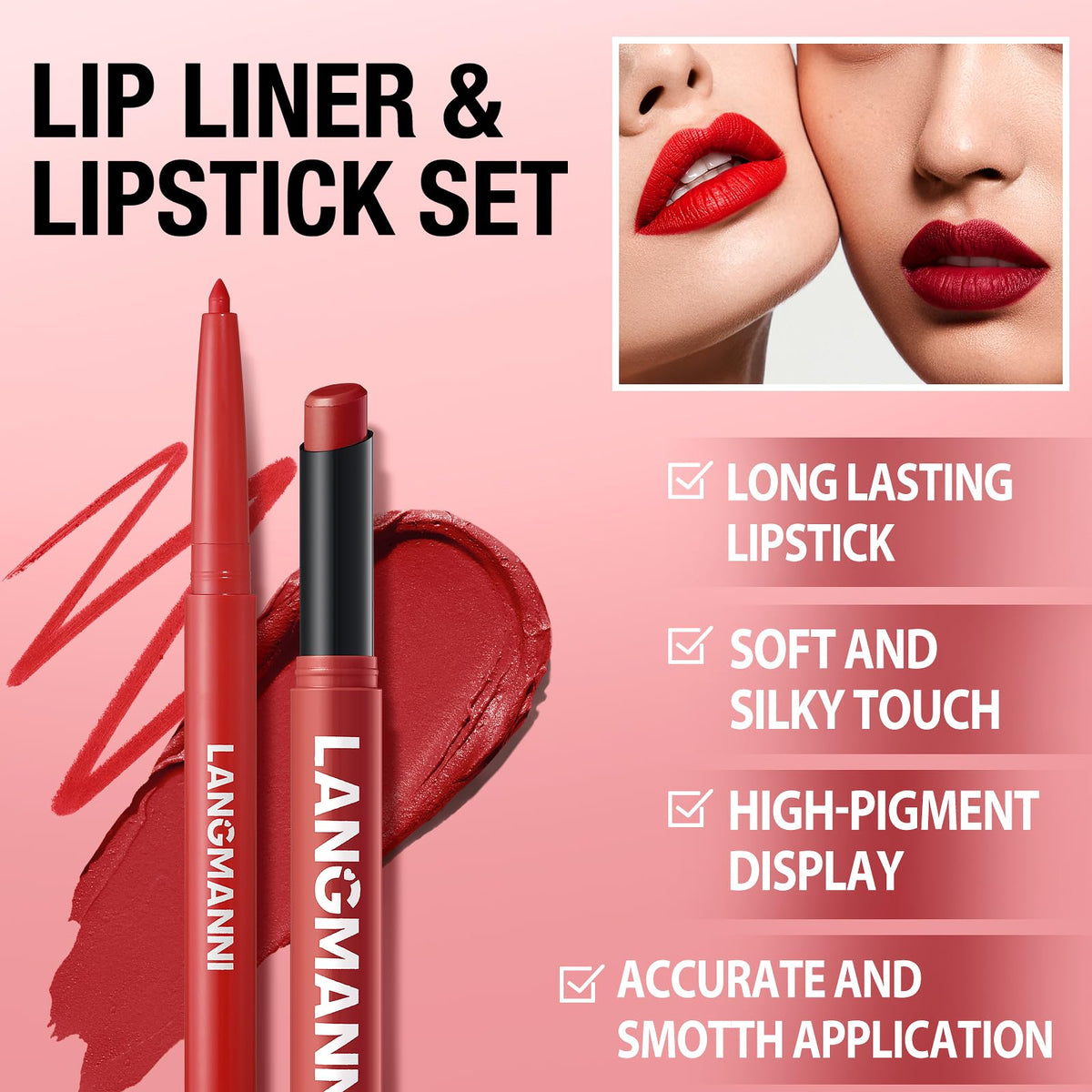LANGMANNI 12Pcs Sculpting Matte Velvet Lip Set,Nude Colors Sculpting Kit| 6 Lip Liners + 6 Lipsticks, Soft-Focus Blur & Longwear | Gift for Makeup Lovers(#A)