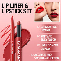LANGMANNI 12Pcs Sculpting Matte Velvet Lip Set,Nude Colors Sculpting Kit| 6 Lip Liners + 6 Lipsticks, Soft-Focus Blur & Longwear | Gift for Makeup Lovers(#A)