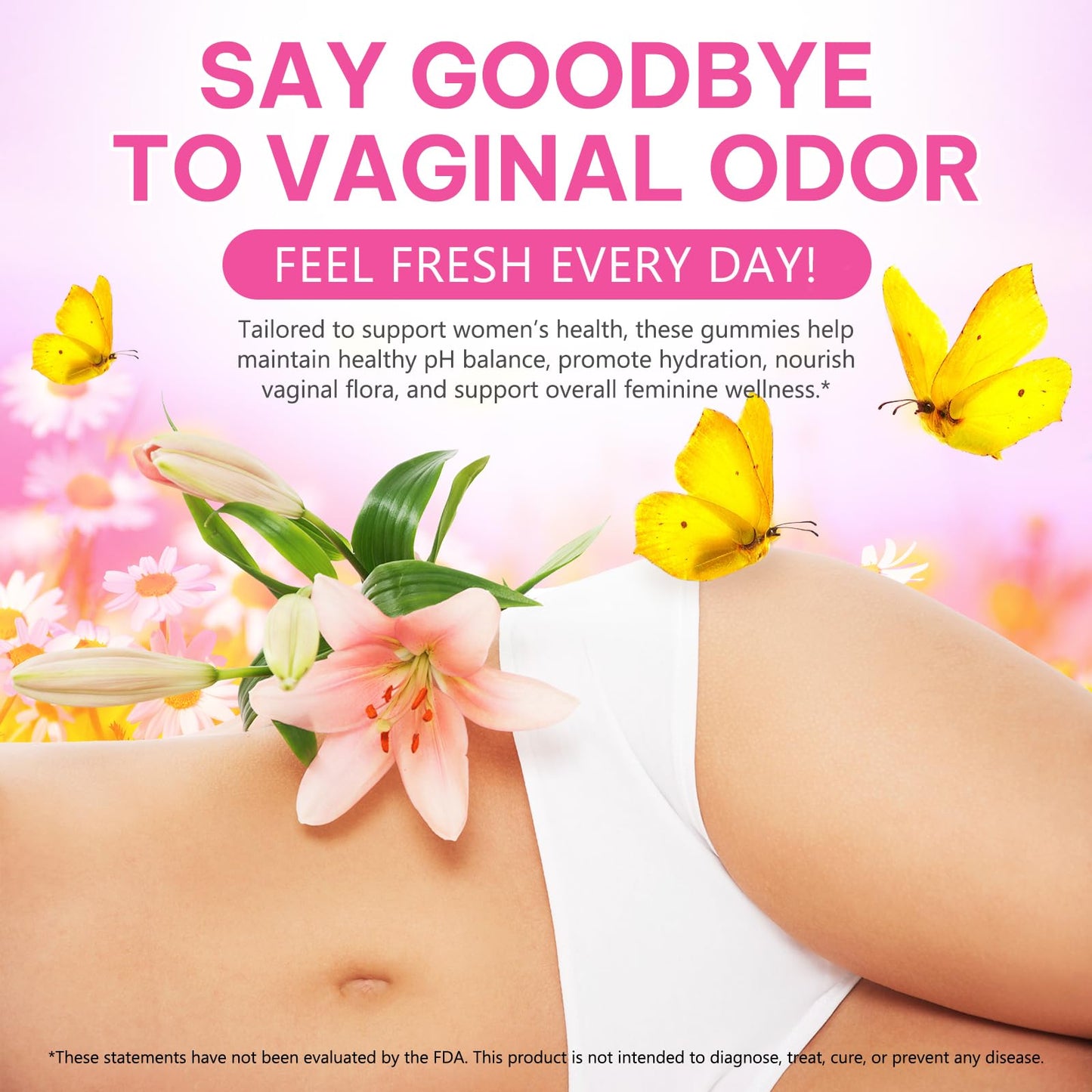 Probiotics for Women Gummies with Slippery Elm, Vegan Intimate Feminine Balance Probiotics Gummies Pineapple Flavor Supports pH Balance, Gut Health & Immune System 60 Gummies