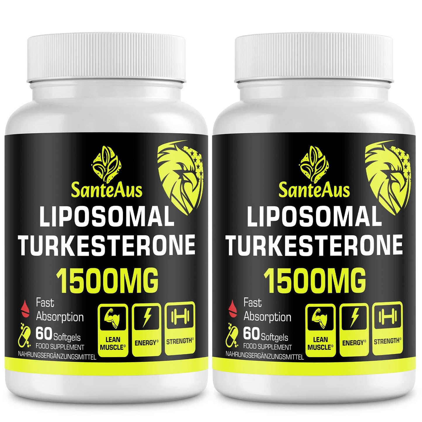 SanteAus Liposomal Turkesterone Capsules 1500mg Supplement,Max Strength Ajuga Turkestanica Extract,Standardized to 20% Turkesterone,Optimal Absorption,Muscle Growth & Recovery,Gluten Free,Fillers Free,2 Pack