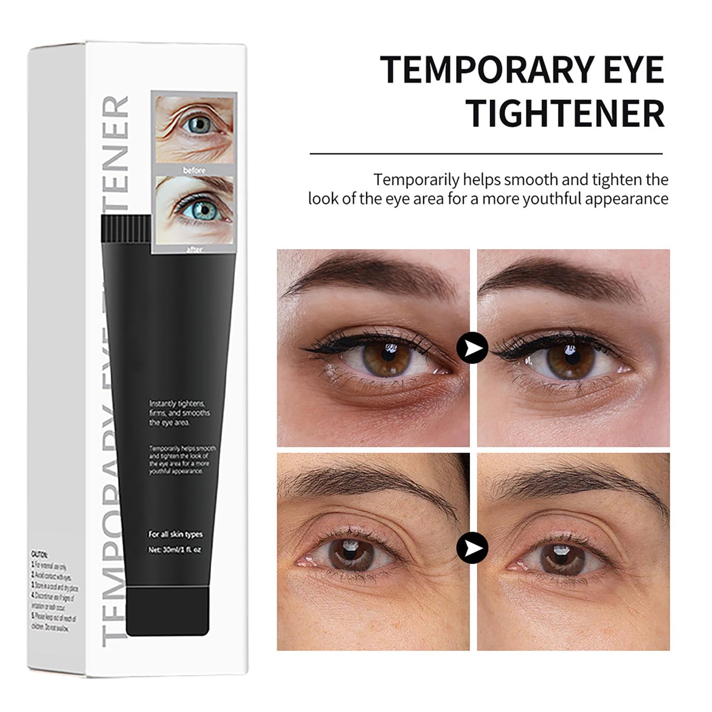 Instant Firm Eye Tightener Cream - Firming for Wrinkles, Fine Lines, Under-Eye Bags - Smooth & Tighten Eye Area - 30ml