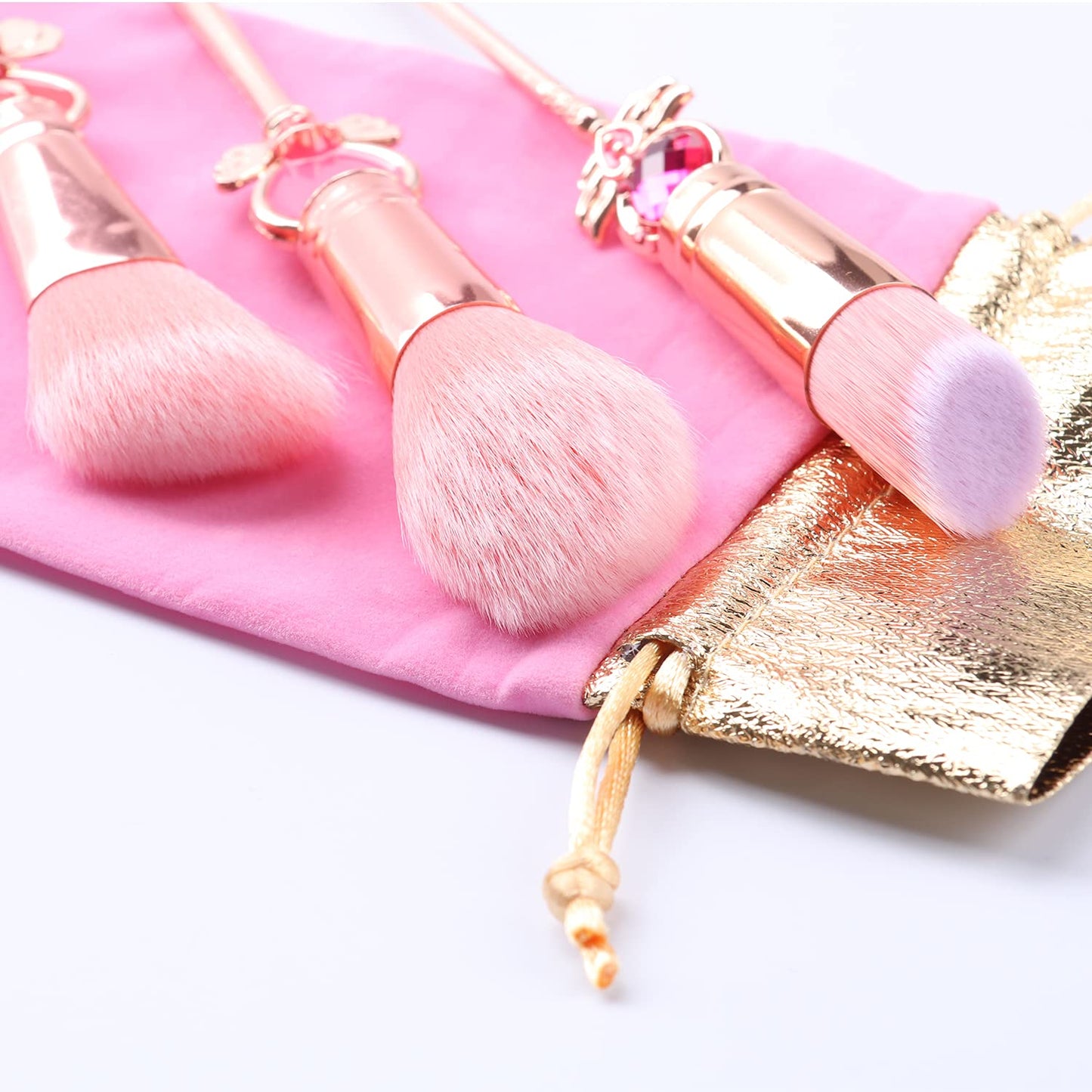 Boyigog Makeup Brushes Set Moon, Kawaii Cosmetic Brushes Pink Portable Make up Brushes Basic Set with Storage Bag Novelty Gift for Girl Women (Style B)
