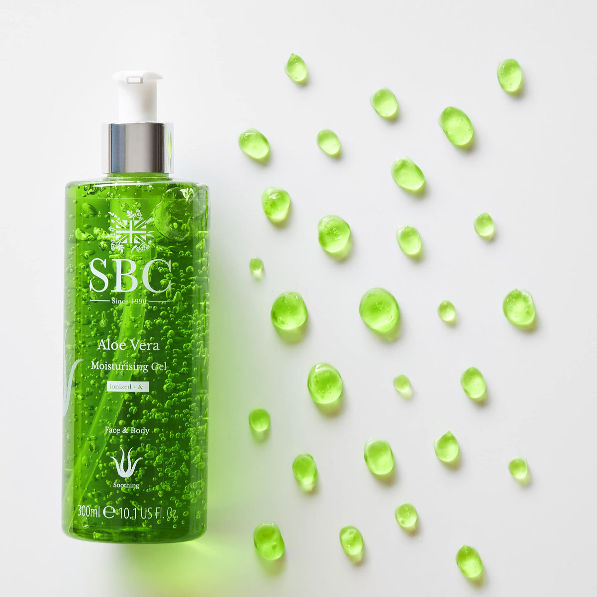 SBC Skincare Aloe Vera Moisturising Gel 300ml, Family Friendly Aloe Vera Aftersun Gel for Face and Body, Light Gel Moisturiser For Dry or Sensitive Skin