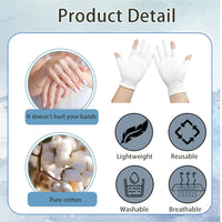 XcnPer 24Pcs Moisturizing Cotton Fingerless Gloves, Cotton Gloves for Eczema, Moisturising Gloves Overnight, Eczema Gloves, Set of 12Pairs (6 Black and 6 White), Ideal for Nighttime Hand Care and Spa Therapy