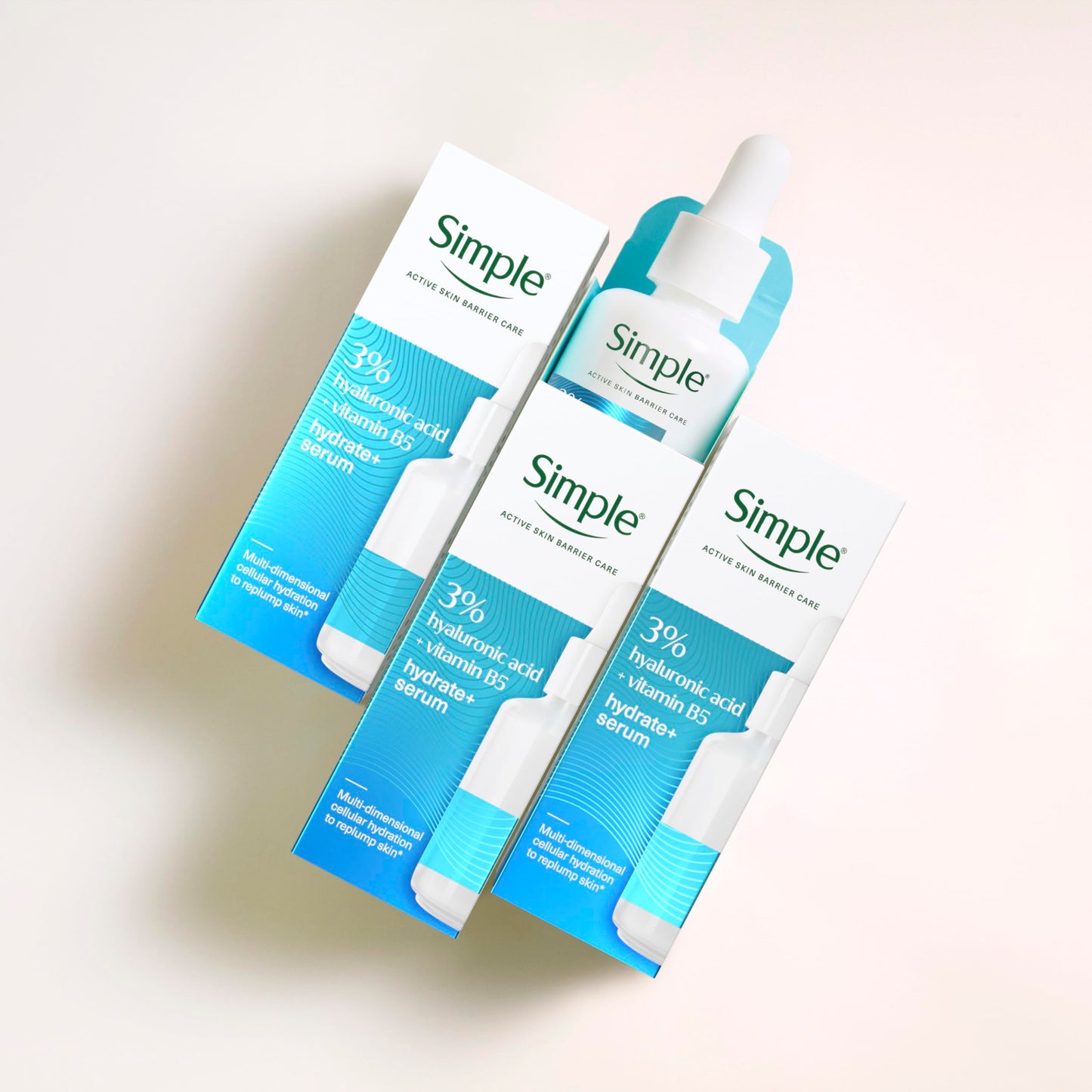 Simple Hydrate+ 3% Hyaluronic Acid + Vitamin B5 Face Serum skin care suitable for daily use on all skin types for hydrated, softer skin 30 ml