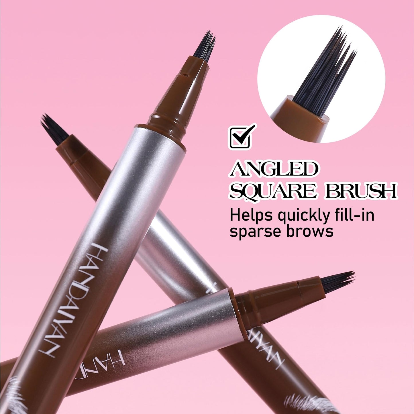 HQDA Magic Liquid Eyebrow Pen & Brow-Fection Angled Brush Eyebrow Pencil – Waterproof, Long-Lasting for Natural-Looking Full Brows (# 04)
