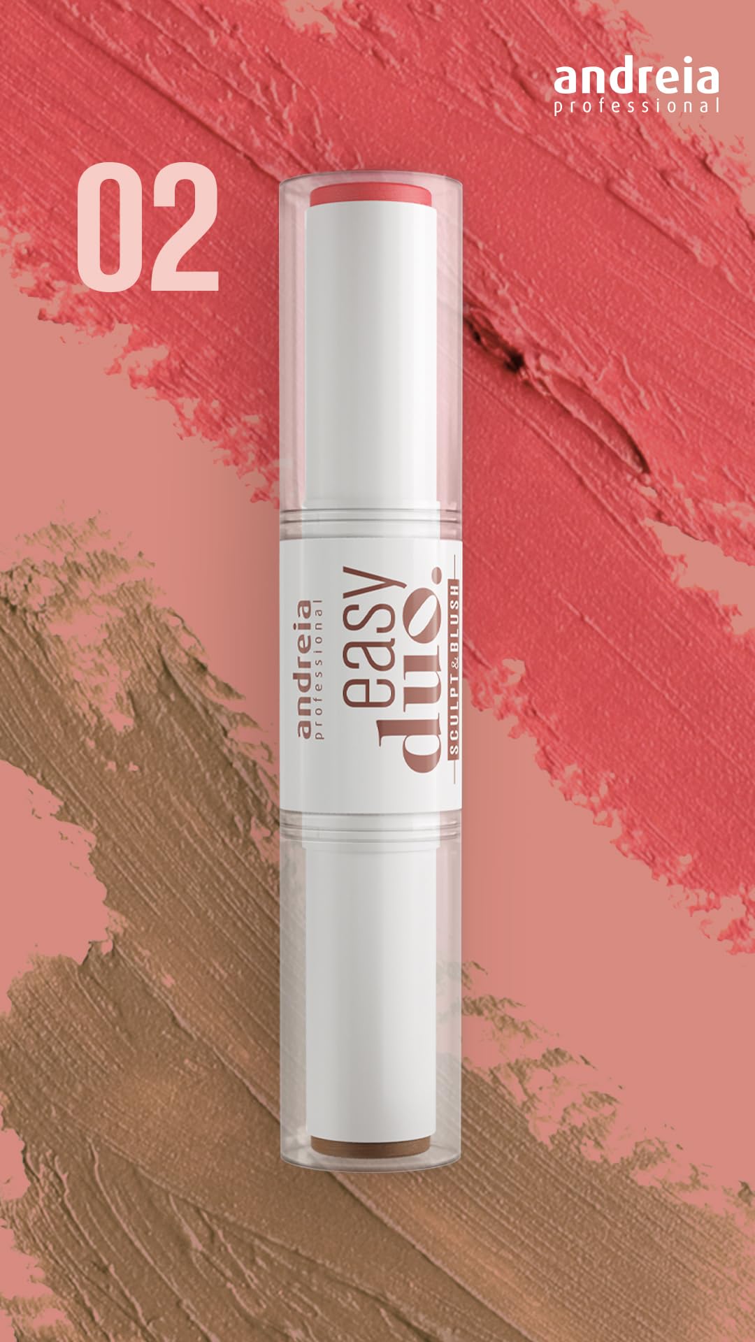 Andreia Professional MAKEUP - Easy Duo Sculpt & Blush Stick - Blush & Contouring 2 in 1 - Creamy, blendable Texture - Colours 02 Med Contour - 10g