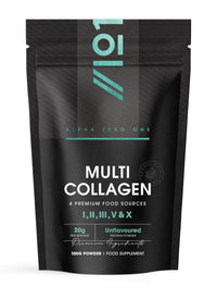 ALPHA01 Multi Collagen Protein Powder 100g - 5 Types of Food Sourced Collagen Peptides - Hydrolysed Grass Fed Bovine, Wild Caught Marine & Free-Range Chicken, Supports Joints, Skin and Nails
