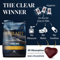 Veenuule 1400MG Shilajit Gummies, Pure High Strength Himalayan Shilajit Gummies with Chaga & Ashwagandha, Shilajit Gummies for Men & Women, 85+ Trace Minerals & Fulvic Acid, Zero Sugar, 60 Gummies