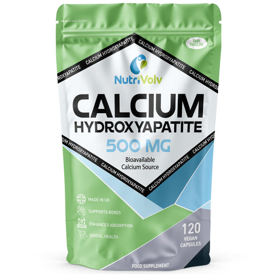 Calcium Hydroxyapatite | 120 Capsules | MCHA - Microcrystalline Hydroxyapatite | Healthy Bones & Teeth | 500mg Elemental Calcium Per 2 Capsule Dose | Most Bioavailable Form | by NutriVolv
