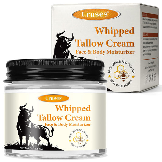 Uruses Beef Tallow Honey Cream, Beef Tallow Skin Care for Body and Face, Long-lasting Moisturizing, Reducing Face Fine Lines, Anti-aging, Strengthening Skin Barrier, Anti-dryness Hand & Foot Cream - 60g